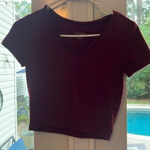 Burgundy White Fable baby tee